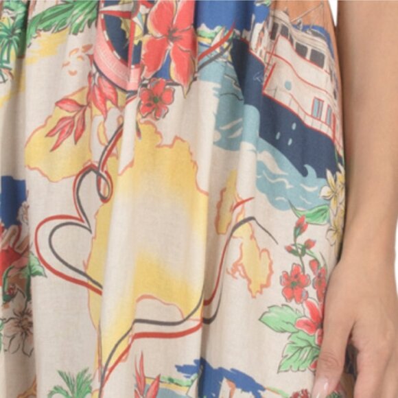 CHRISTIAN LACROIX Linen Blend Pull On Printed Dress With Anchor Charm Tipping - Picture 5 of 6